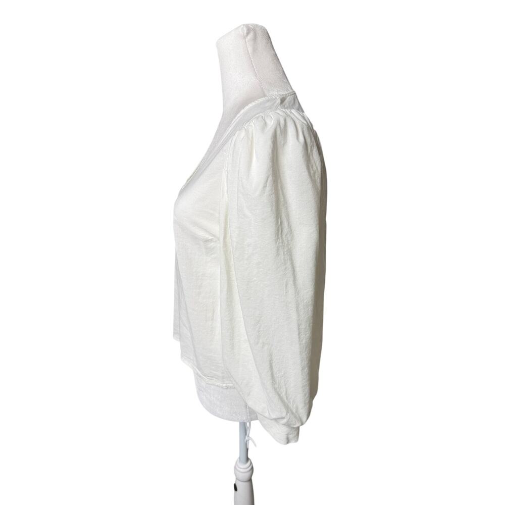 A New Day Cream Balloon Sleeve Blouse XS Romantic Minimal Coastal Workwear Top - Picture 4 of 11